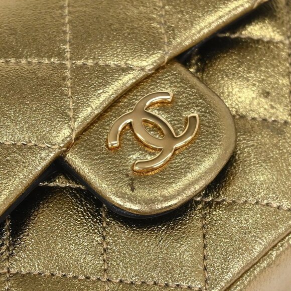 Chanel Metallic Gold Lambskin Classic Flap Micro Bag Pouch 154090 - Picture 4 of 9